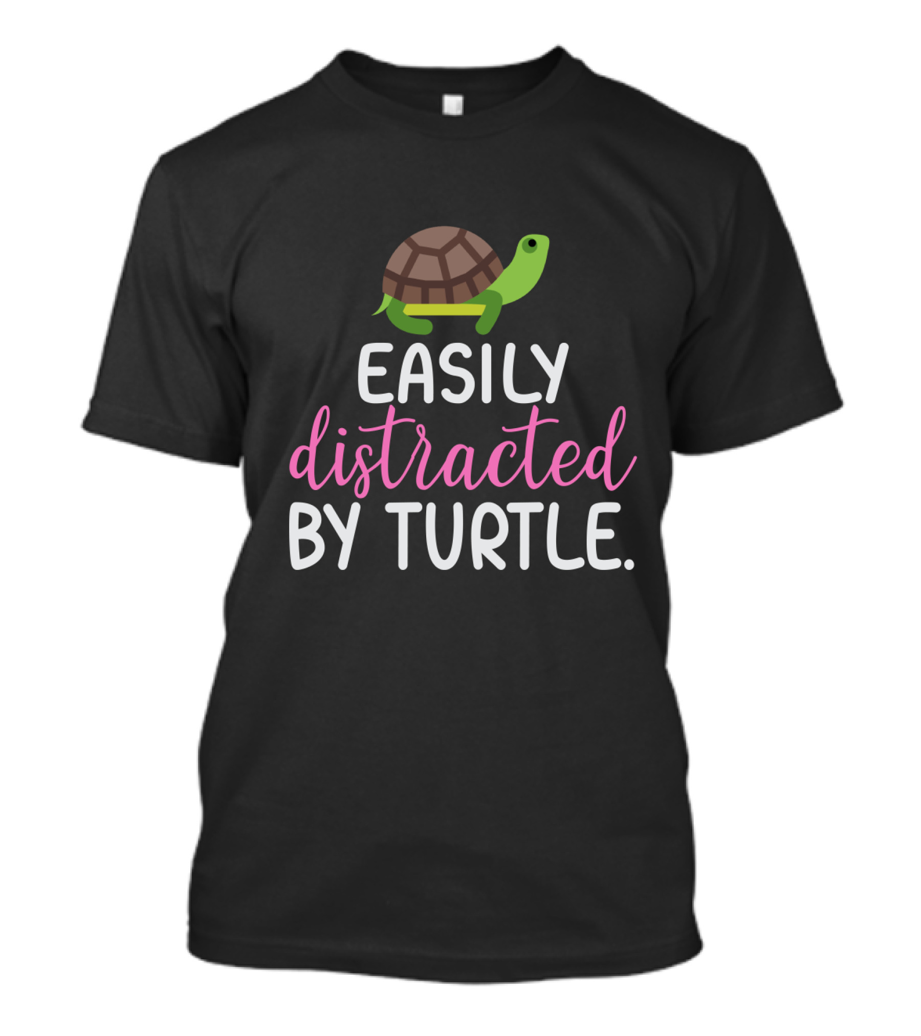 Easily Distracted By Turtle Cute Green Cartoon T-Shirt