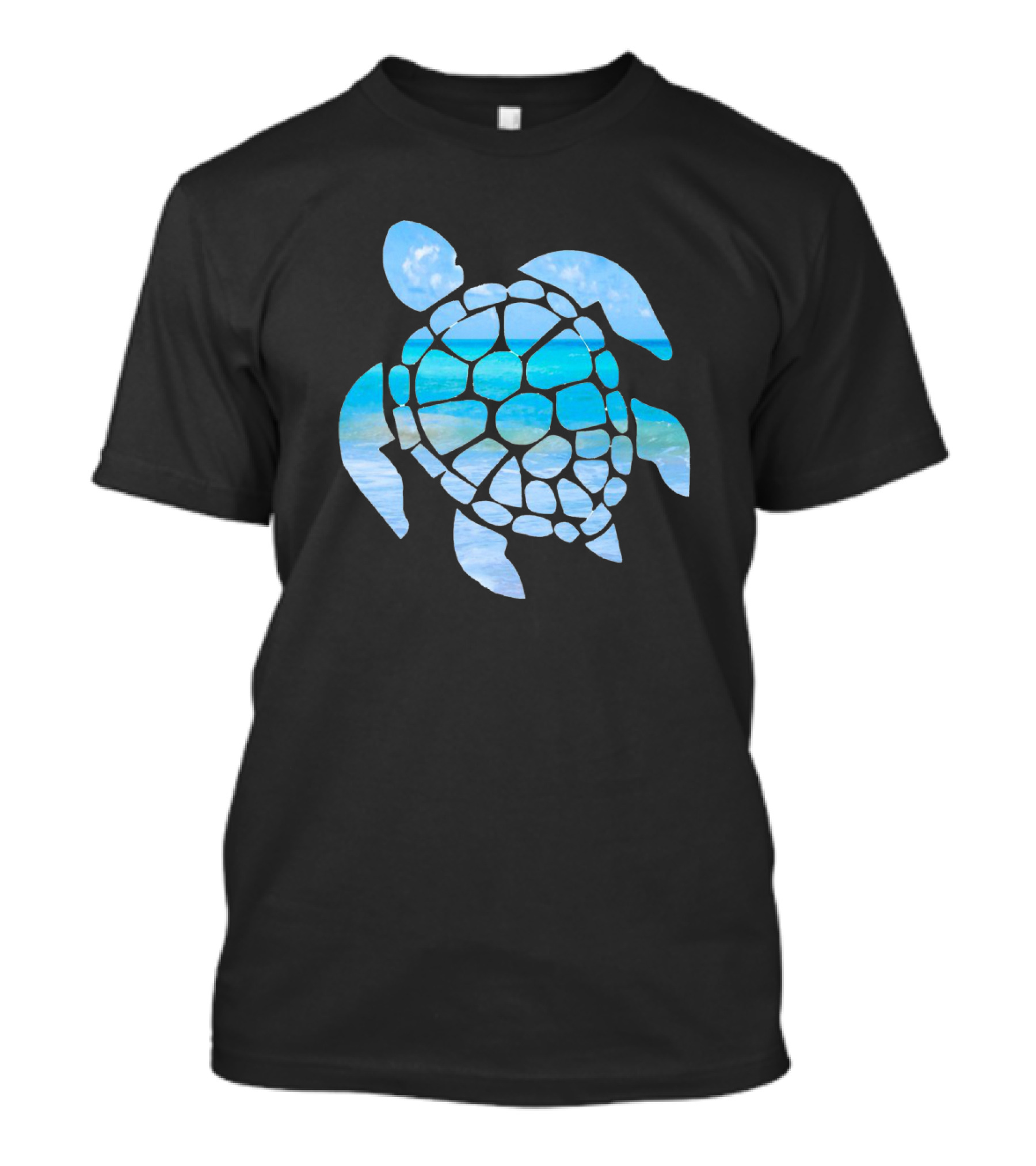 Tropical Ocean Sea Turtle Silhouette With Sky And Waves T-Shirt