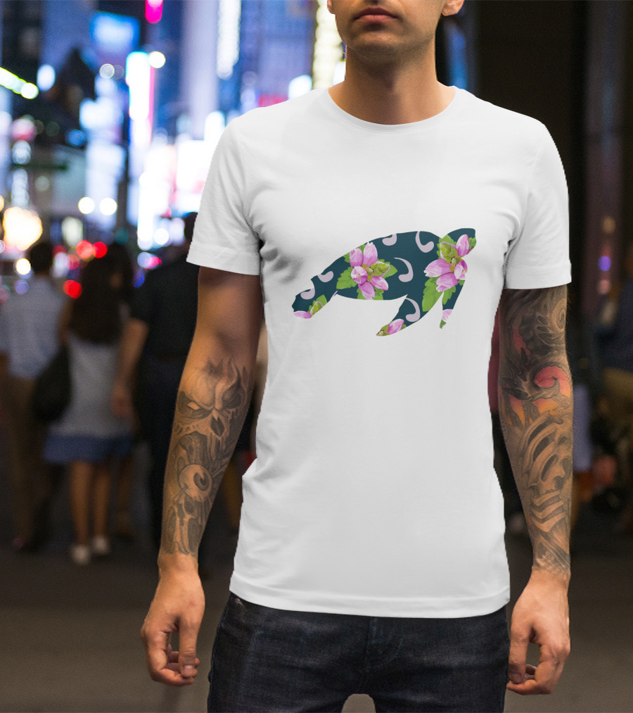 TurtleHead Floral Pattern With Pink Flowers T-Shirt