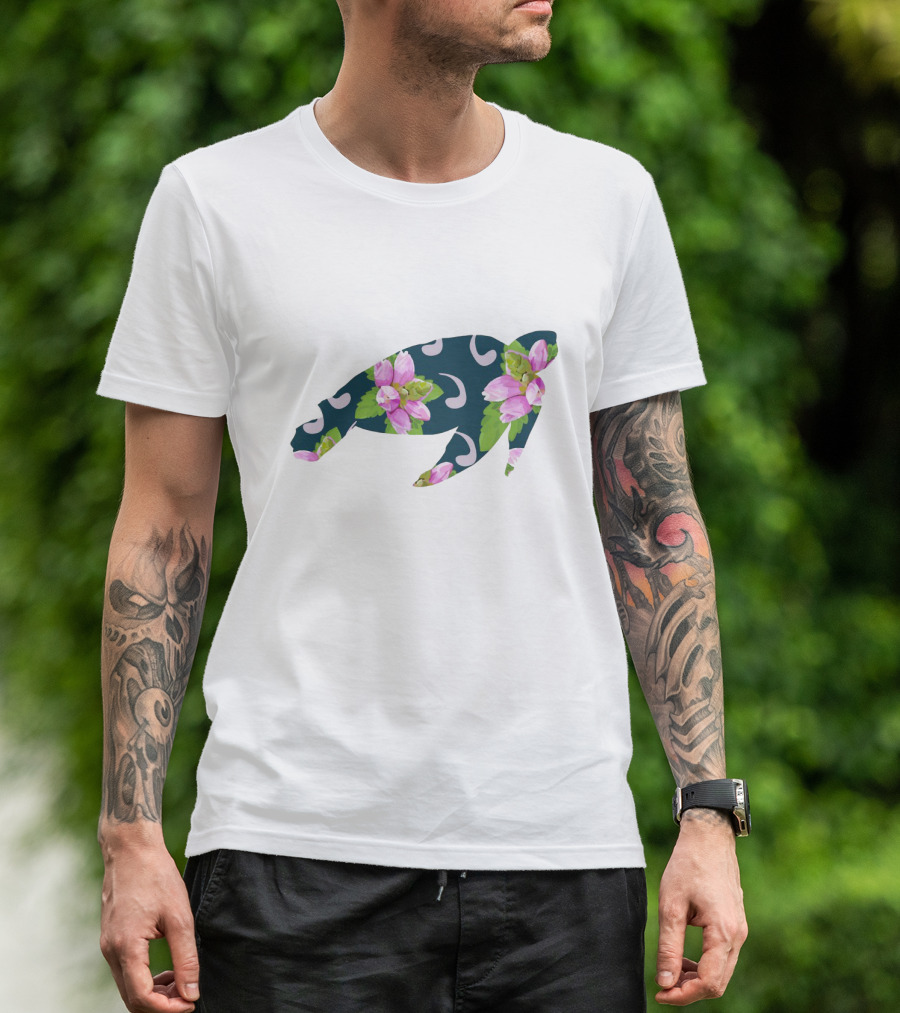 TurtleHead Floral Pattern With Pink Flowers T-Shirt