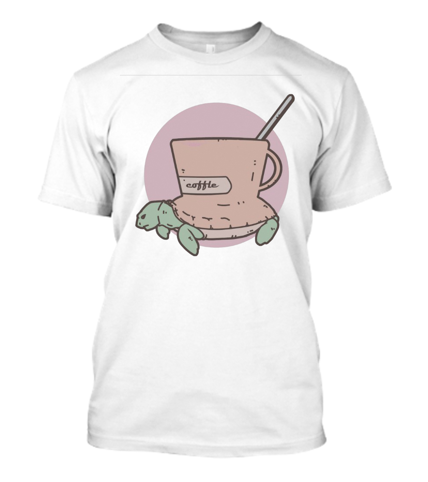 Coffle Turtle Pastel Coffee Cup Hybrid Illustration With Spoon T-Shirt
