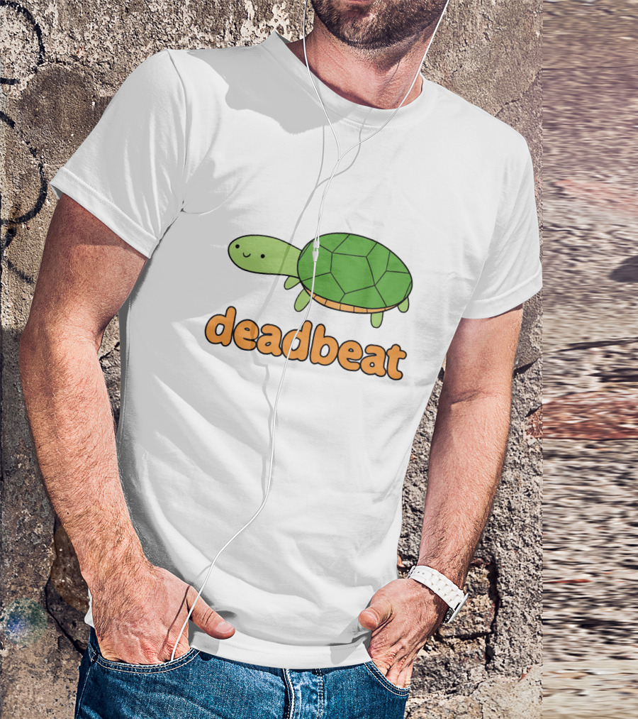 Deadbeat Turtle Cartoon Graphic With Green Shell And Smiling Expression T-Shirt
