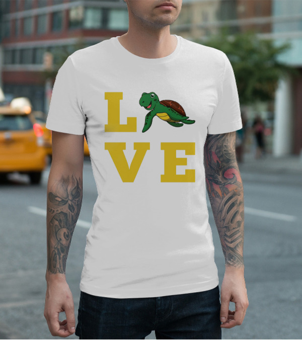 LOVE Turtles Funny Kids Sea Drawing Playful T-Shirt