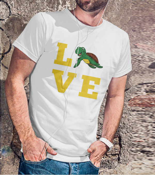 LOVE Turtles Funny Kids Sea Drawing Playful T-Shirt