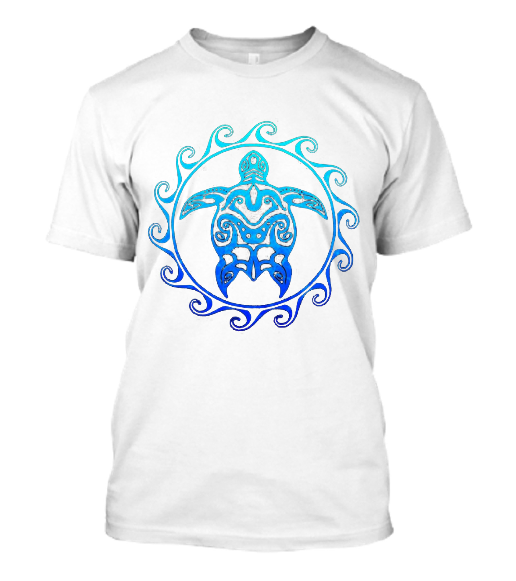 Intricate Tribal Turtle Design With Swirling Wave Motif T-Shirt