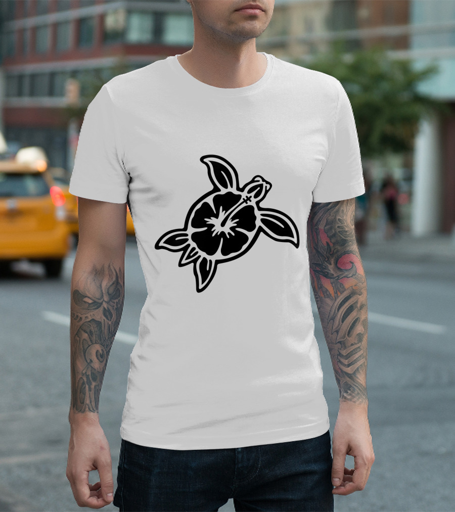 Hibiscus Flower Turtle T-Shirt
