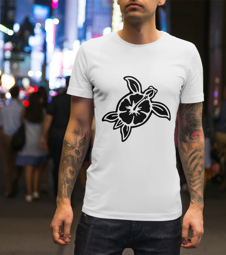 Hibiscus Flower Turtle T-Shirt