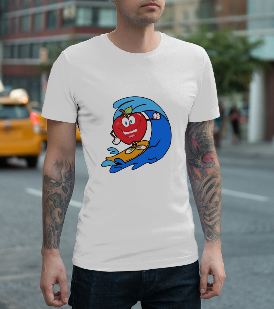 Apple Riding Surf Waves on a Board T-Shirt
