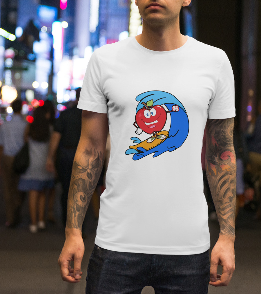 Apple Riding Surf Waves On A Board T-Shirt