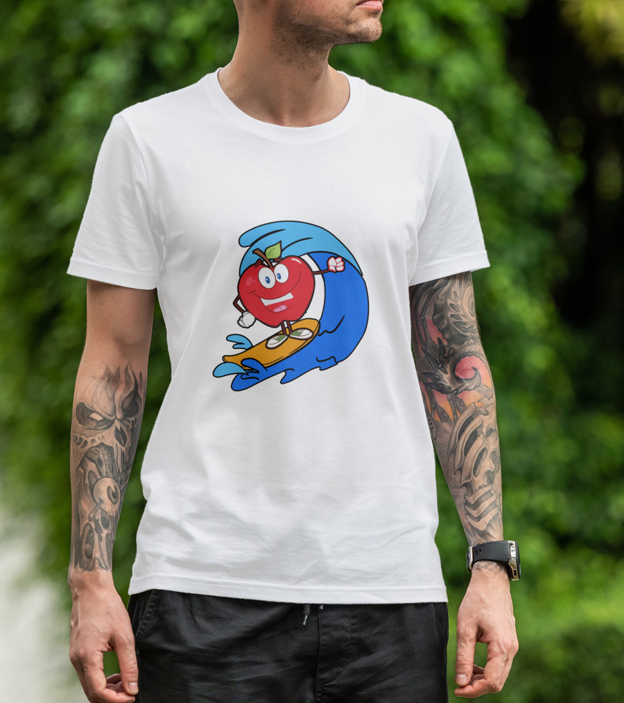 Apple Riding Surf Waves On A Board T-Shirt