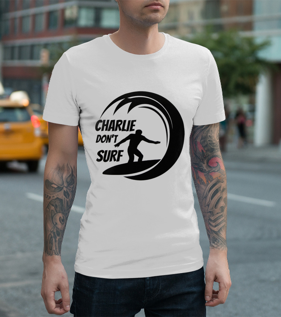 Charlie Don't Surf Silhouette Surfer Wave T-Shirt