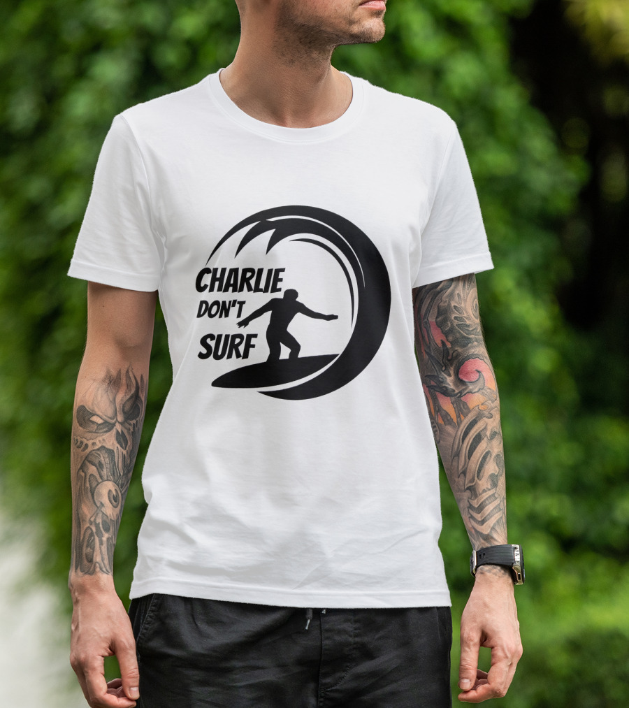 Charlie Don't Surf Silhouette Surfer Wave T-Shirt
