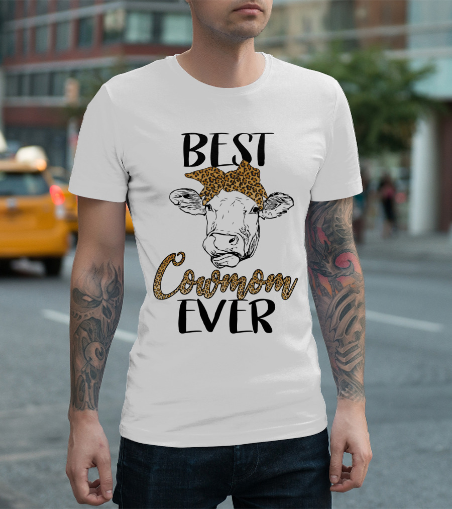 Best Cowmom Ever Leopard Bandana Cow T-Shirt