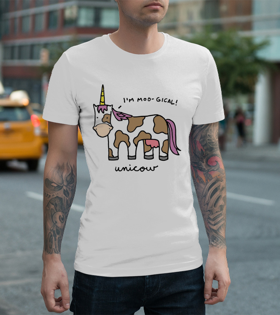 Unicow I'm Moo-gical Fun Cartoon Illustration with Unicorn and Cow Combo T-Shirt