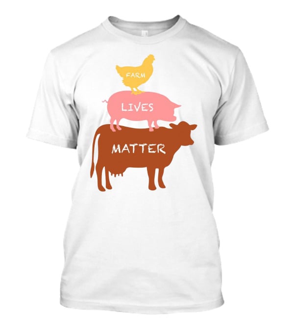 Farm Lives Matter Chicken Pig Cow Stacked Animal T-Shirt
