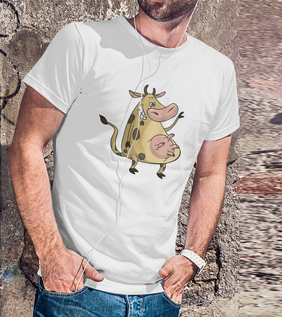 Friendly Cartoon Cow Cheerfully Waving Hello T-Shirt