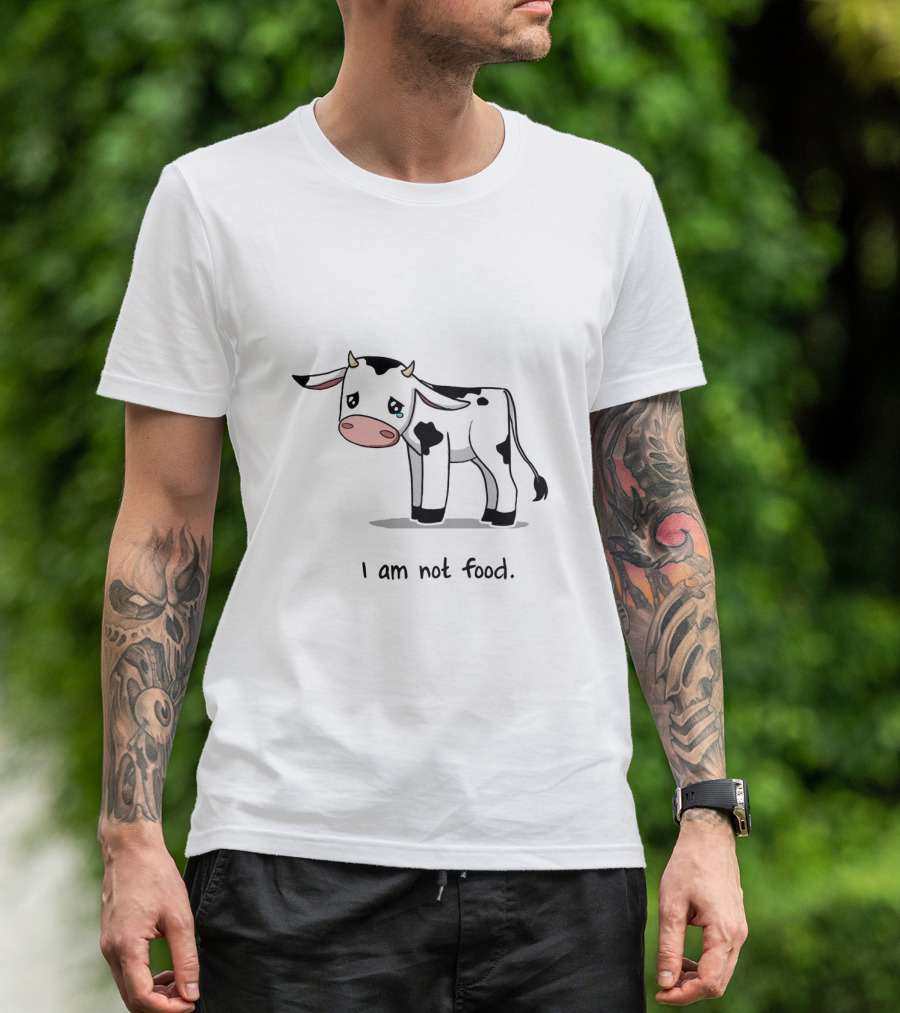 Cute Cartoon Cow I Am Not Food Funny T-Shirt