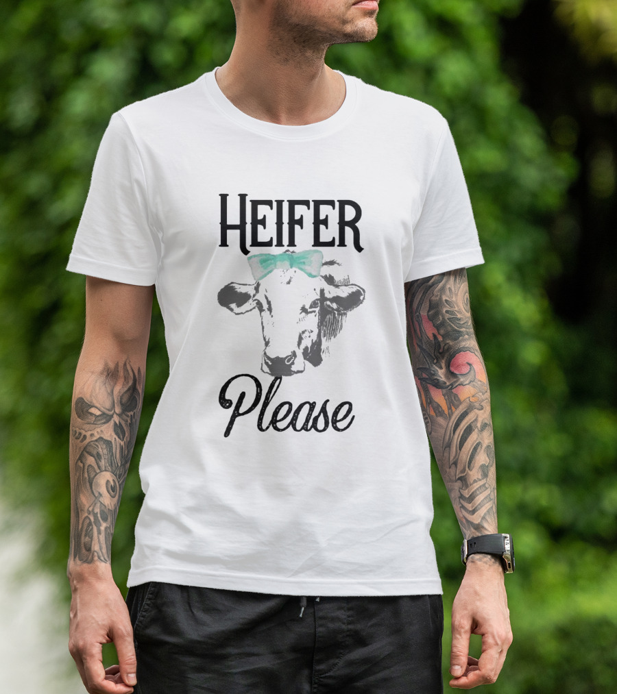 Heifer Please Cow Graphic With Bow T-Shirt