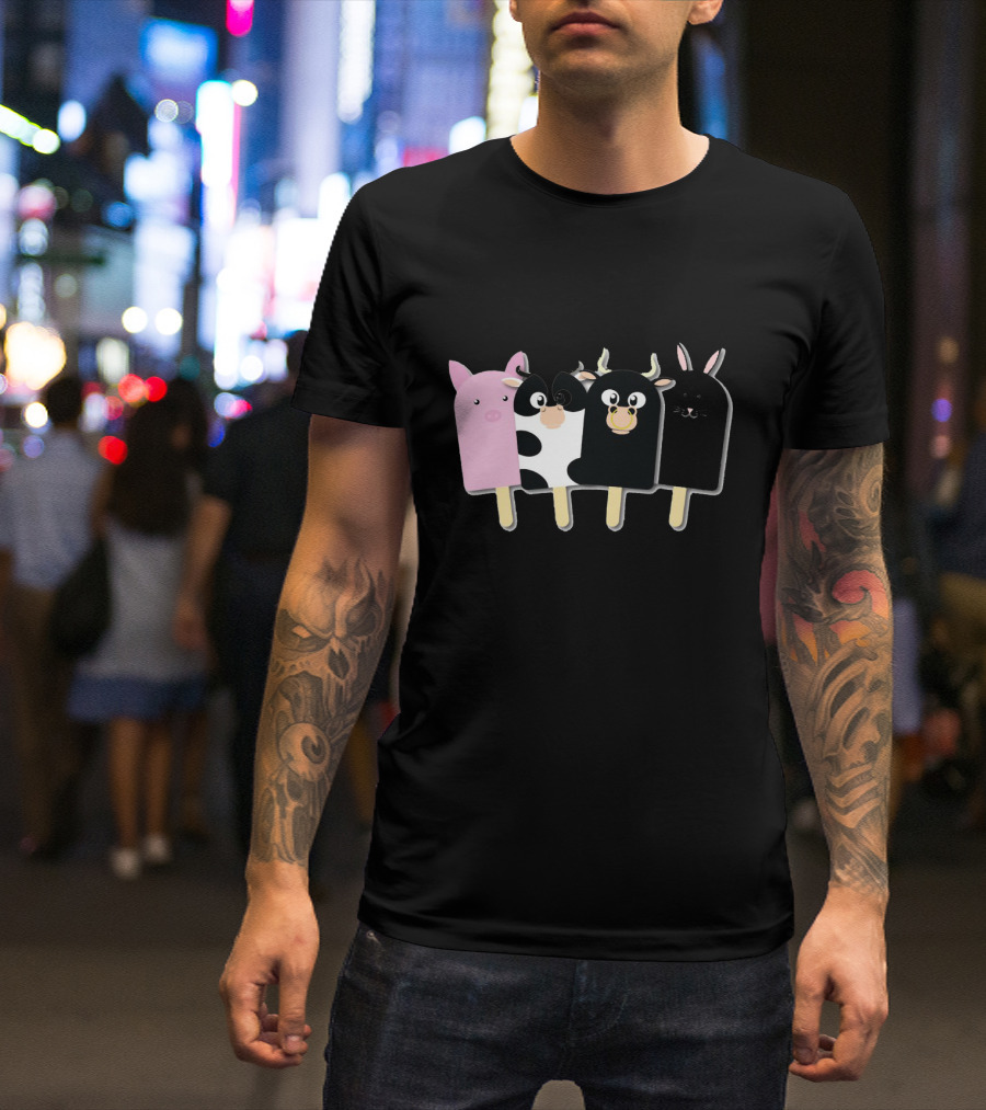 Animal Farm Popsicle Pig Cow Bull Bunny Quartet T-Shirt
