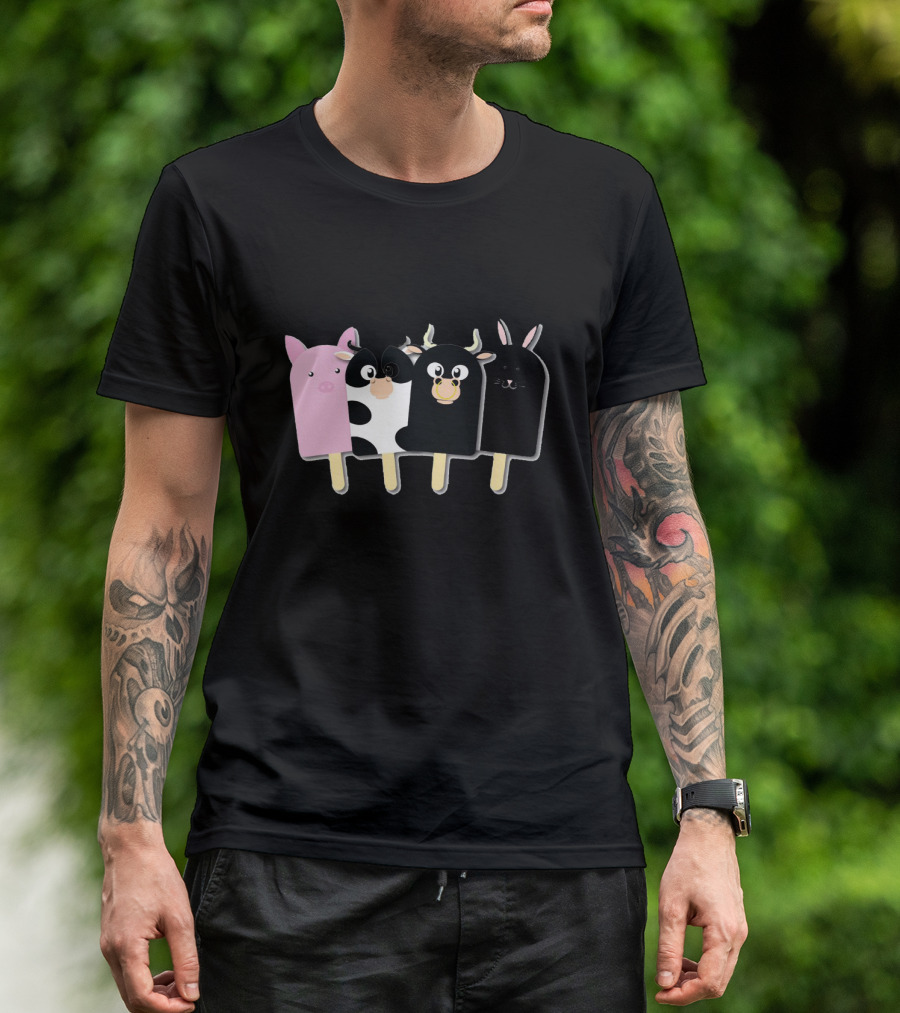 Animal Farm Popsicle Pig Cow Bull Bunny Quartet T-Shirt