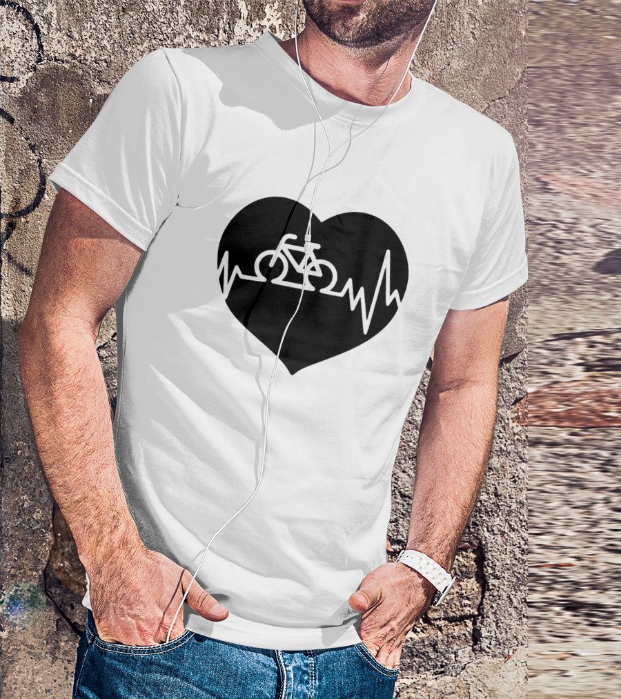 Bicycle Heartbeat Pulse Inside Heart T-Shirt