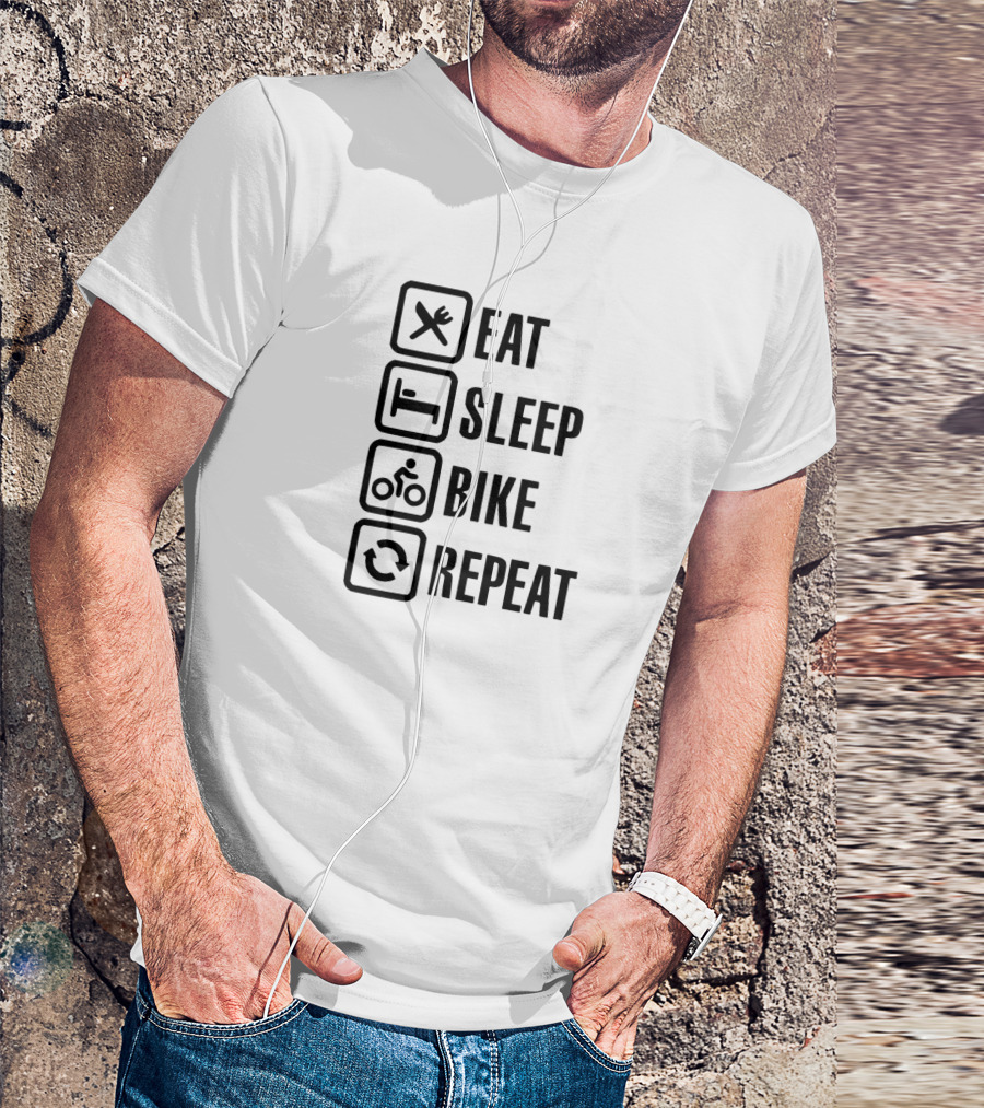 Eat Sleep Bike Repeat Cycling Lifestyle Icons T-Shirt