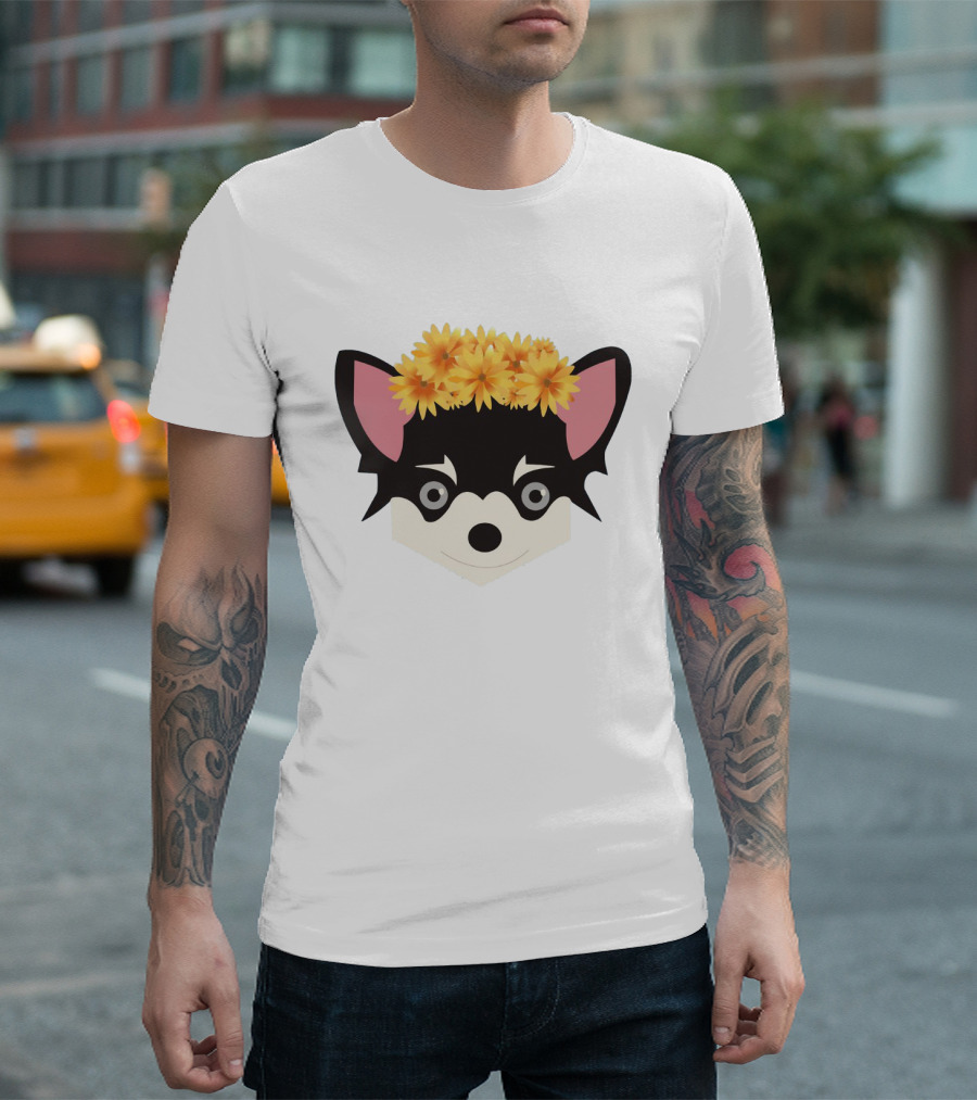 Chihuahua with Crown of Yellow Flowers T-Shirt