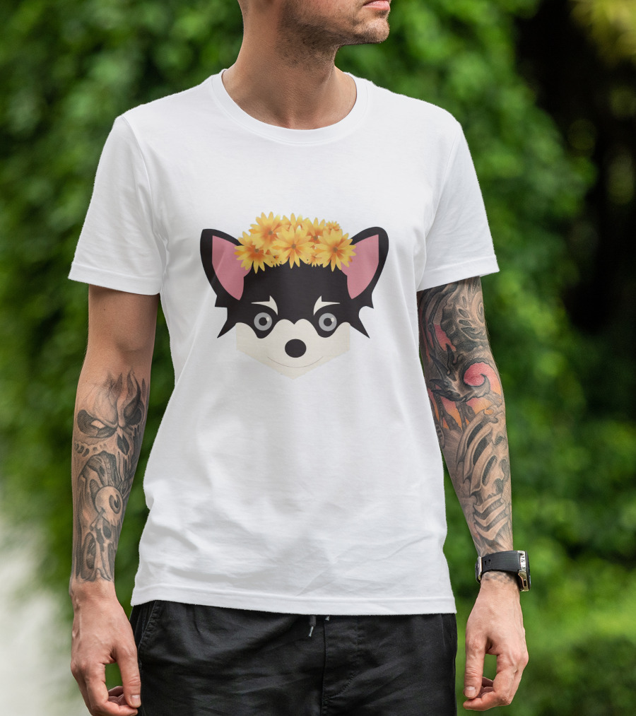 Chihuahua With Crown Of Yellow Flowers T-Shirt
