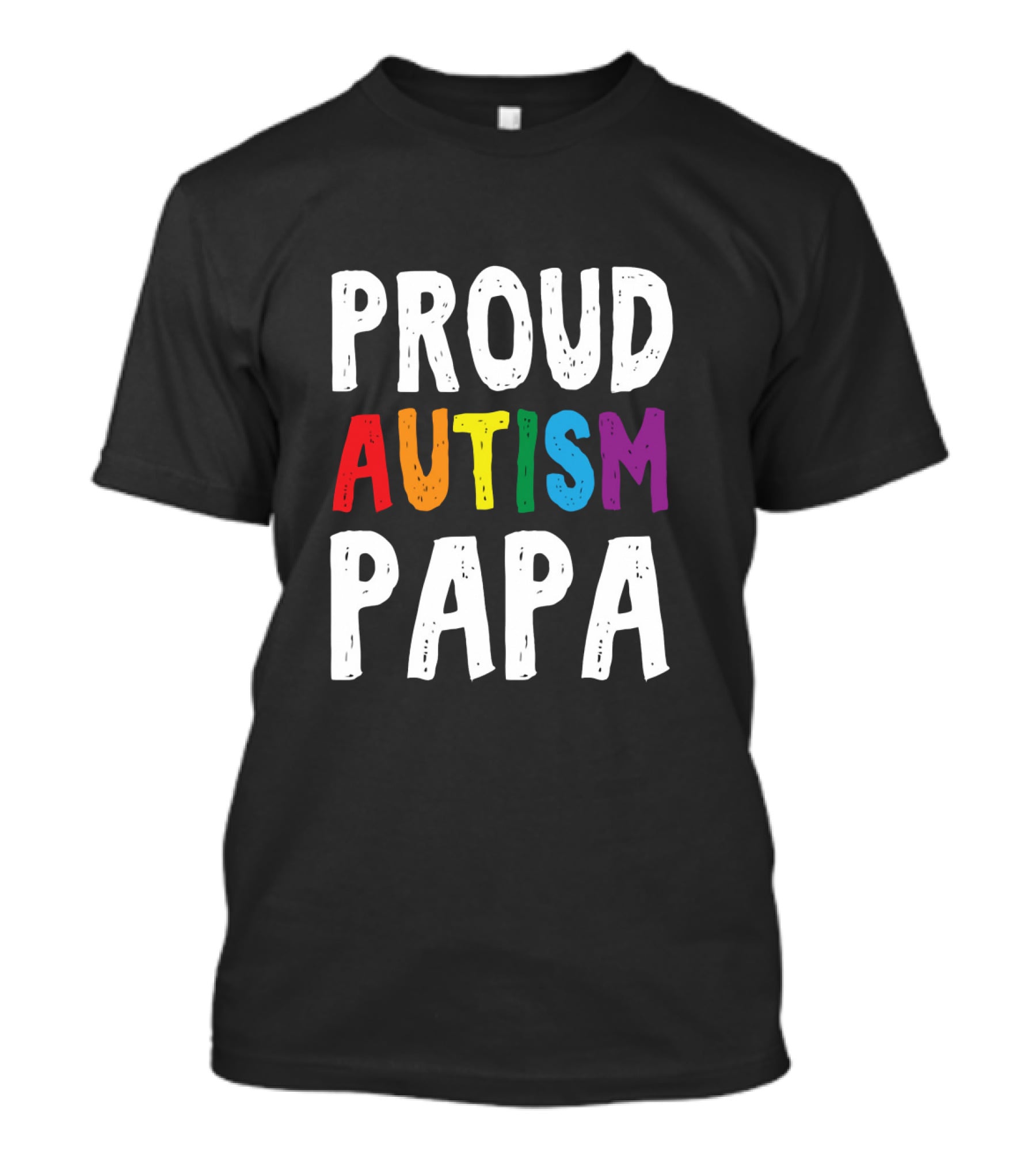 Proud Autism Papa Multicolored Support Advocate T-Shirt