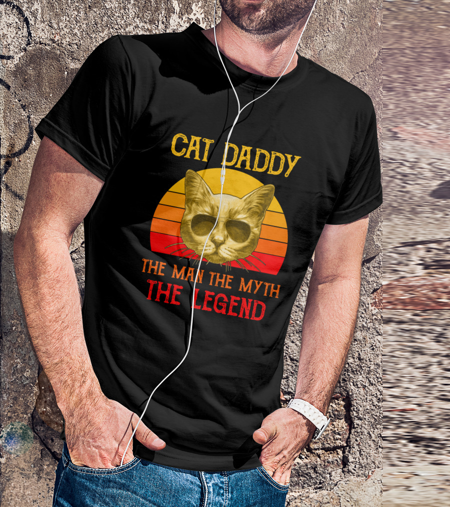 Cat Daddy The Man The Myth The Legend Retro Sunglasses Cat T-Shirt