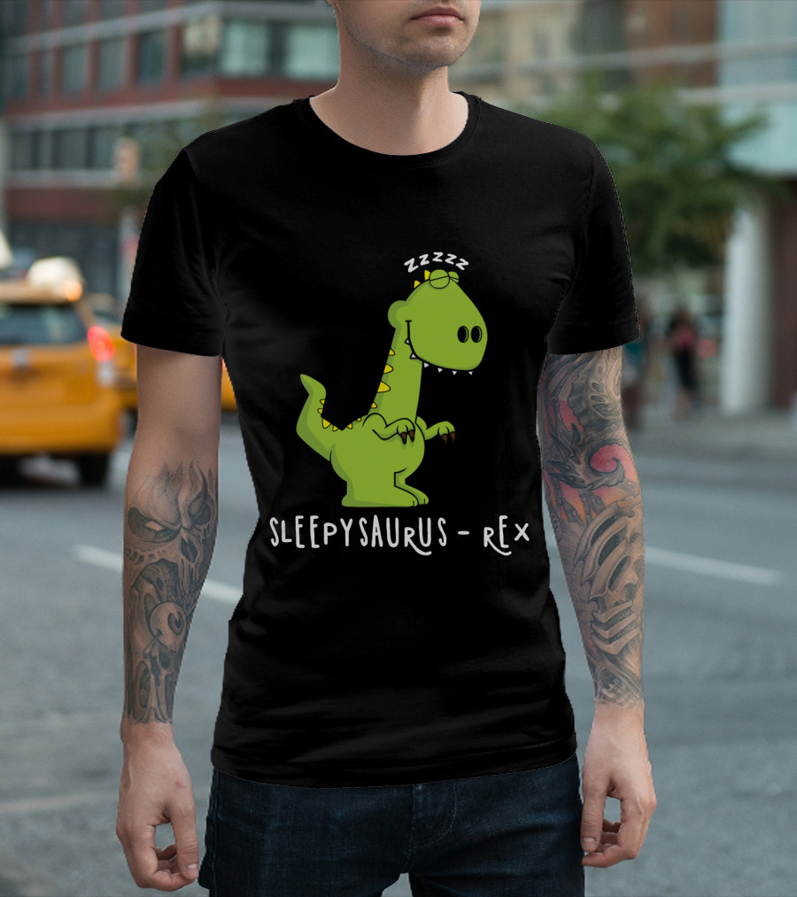 Sleepy Saurus Rex Cartoon Dinosaur ZZZZ T-Shirt