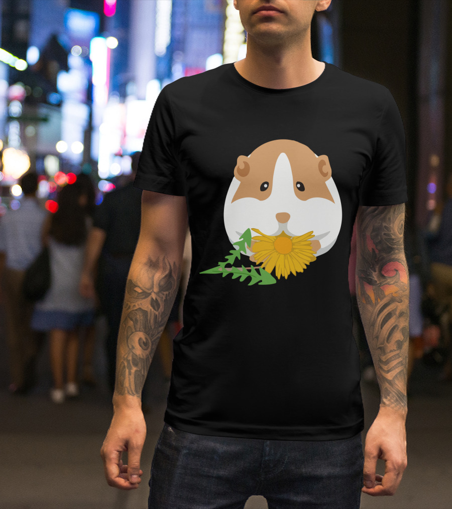 Guinea Pig With Dandelion And Green Leaves T-Shirt