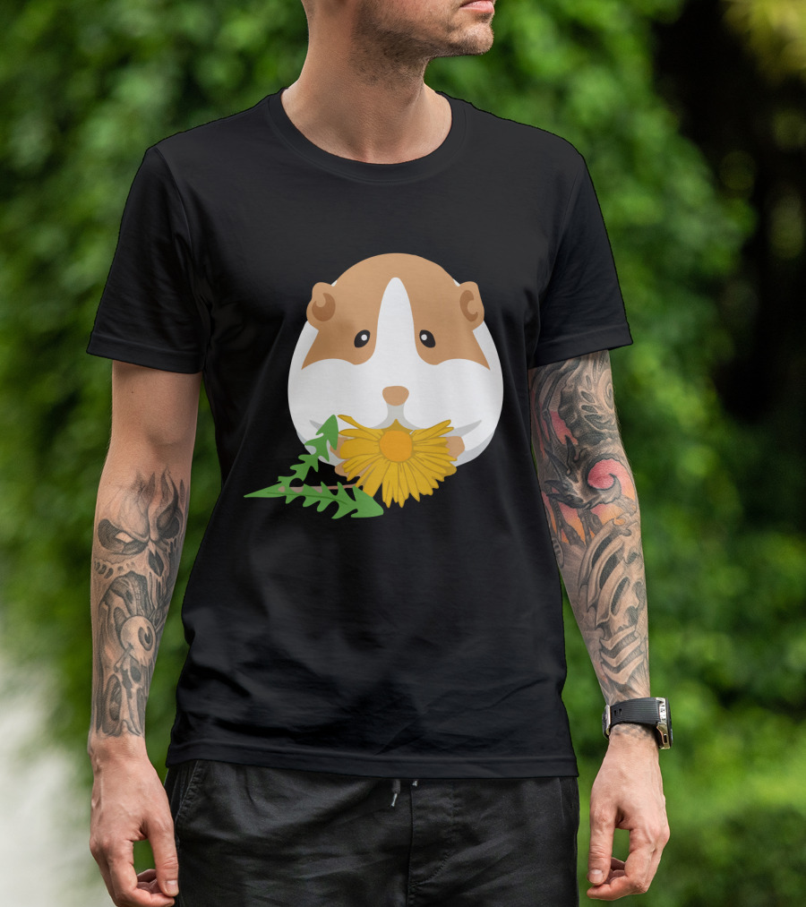 Guinea Pig With Dandelion And Green Leaves T-Shirt