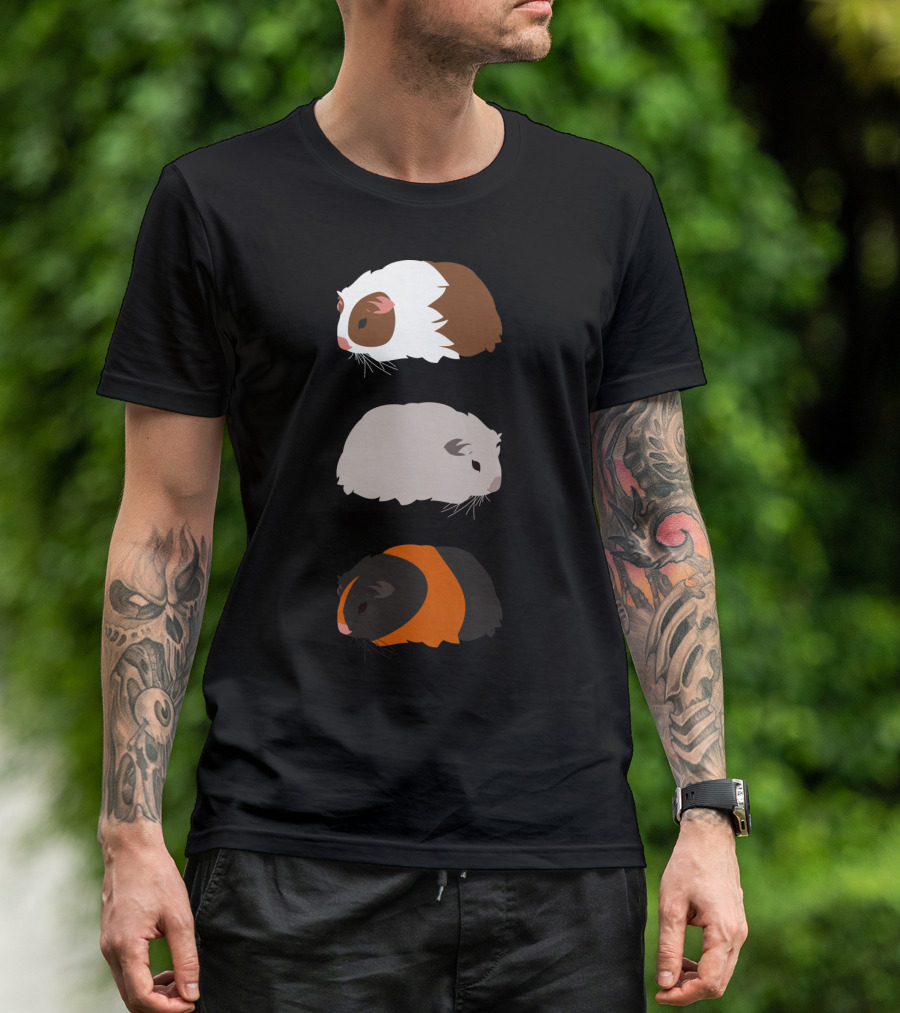 Guinea Pigs Trio Brown White Gray Colorful T-Shirt
