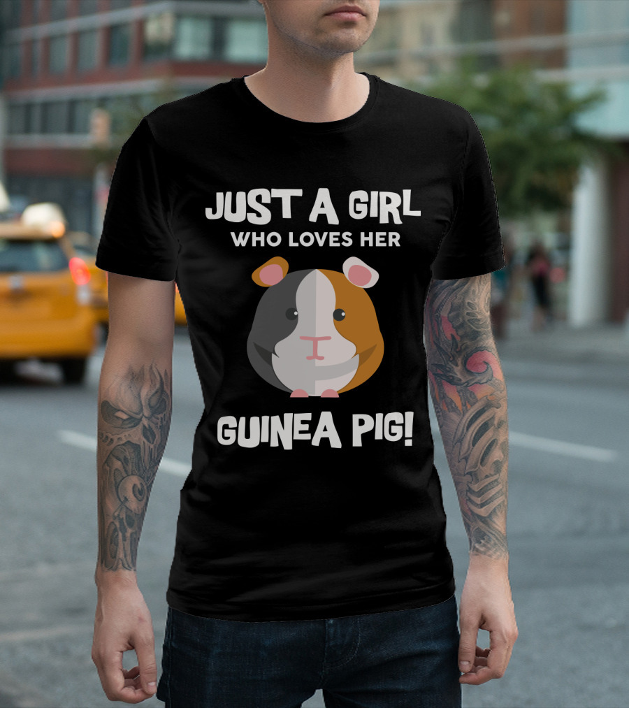 Passionate Girl Proudly Cherishes Her Adorable Guinea Pig T-Shirt