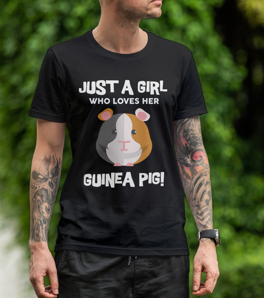 Passionate Girl Proudly Cherishes Her Adorable Guinea Pig T-Shirt