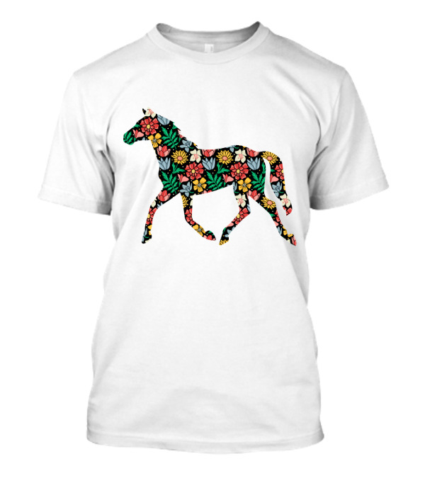 Floral Horse Pattern Vibrant Flower T-Shirt
