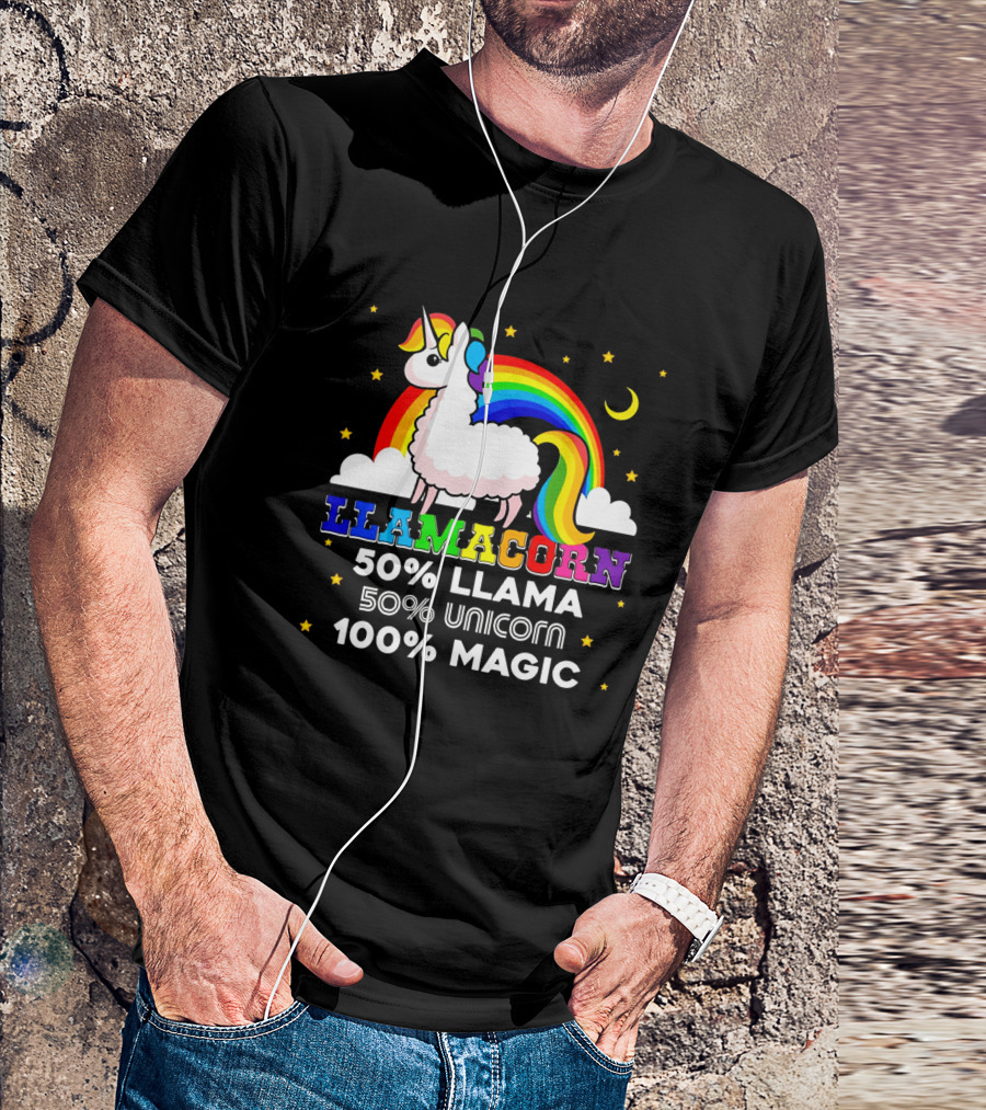 Llamacorn Rainbow Magic 50% Llama 50% Unicorn 100% Magic T-Shirt
