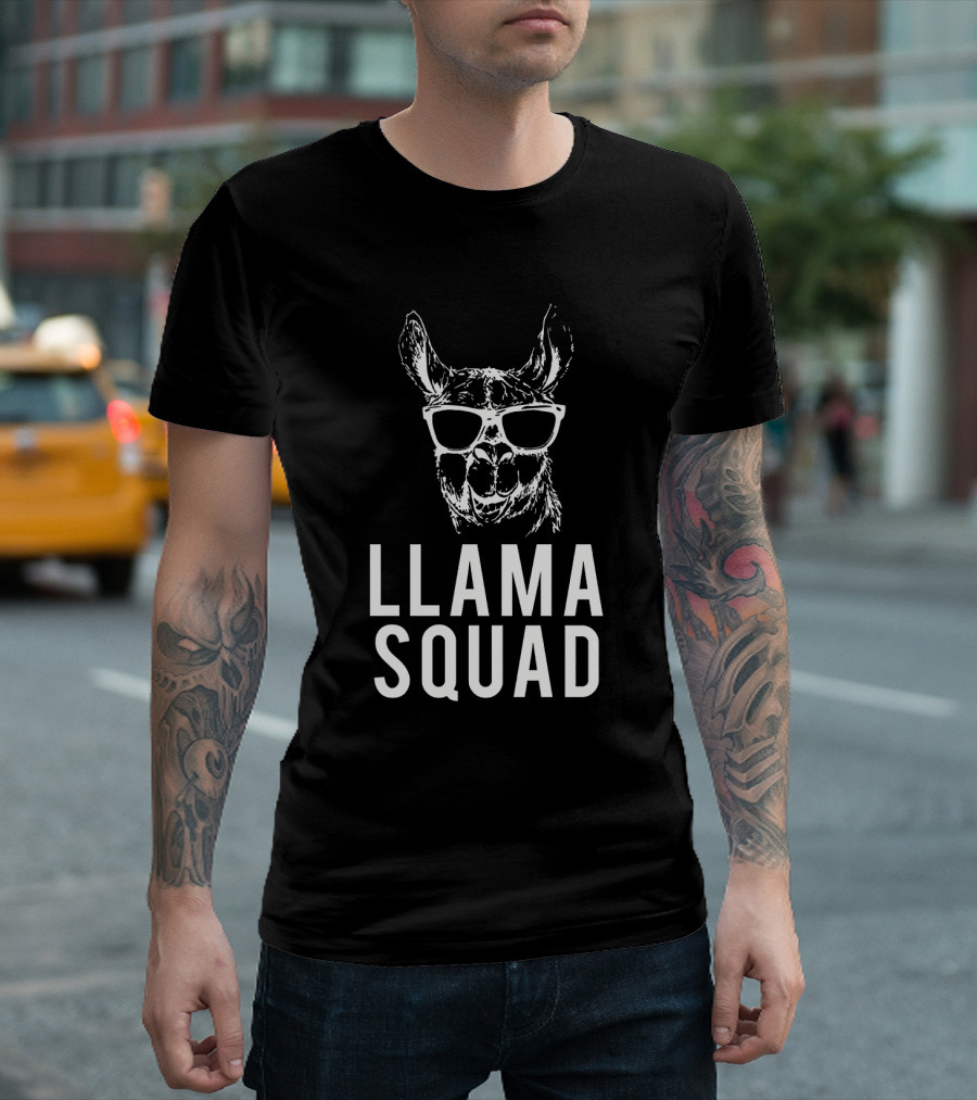 Llama Squad Sunglasses Cool Llama Club T-Shirt