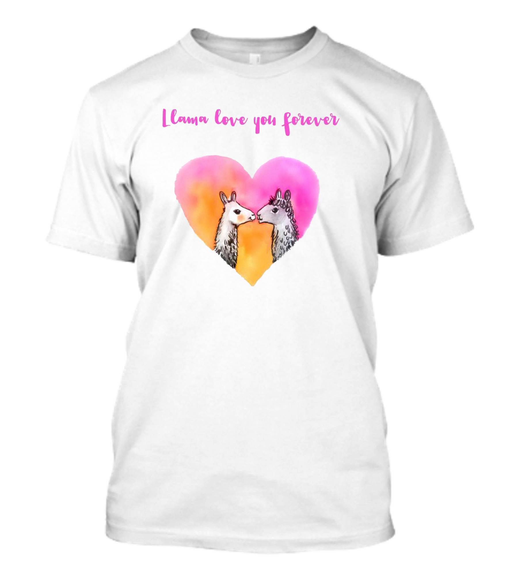 Llama Love You Forever Heart With Two Llamas T-Shirt