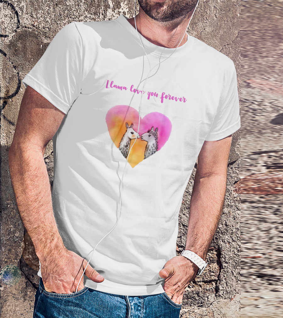 Llama Love You Forever Heart With Two Llamas T-Shirt