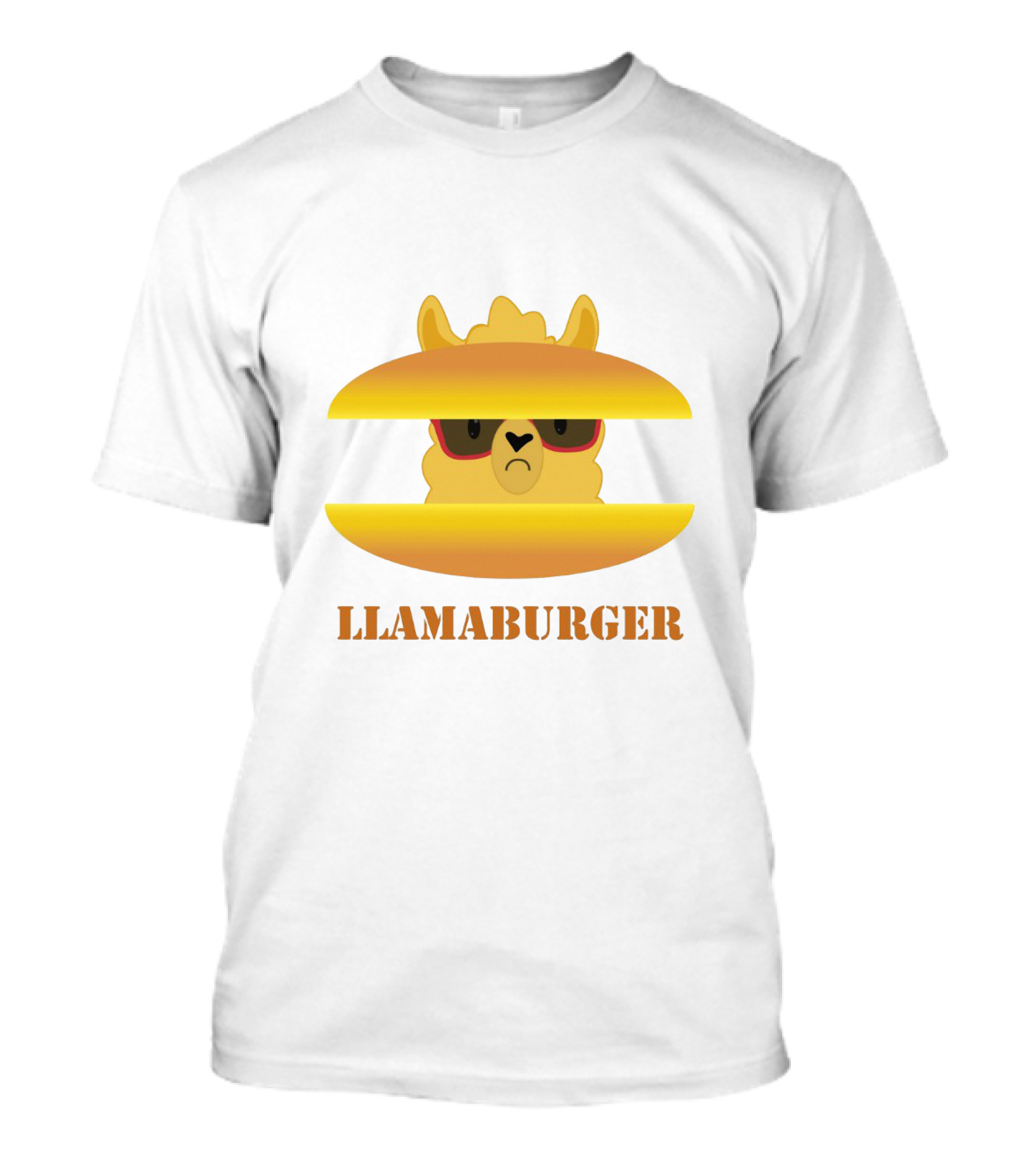 LLAMABURGER Sad Llama With Glasses Between Burger Pieces T-Shirt