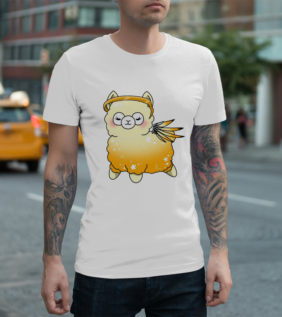 Alpaca Mercy Angelic Winged Halo Fantasy Character T-Shirt