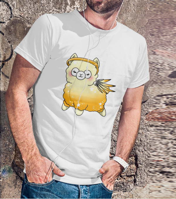Alpaca Mercy Angelic Winged Halo Fantasy Character T-Shirt
