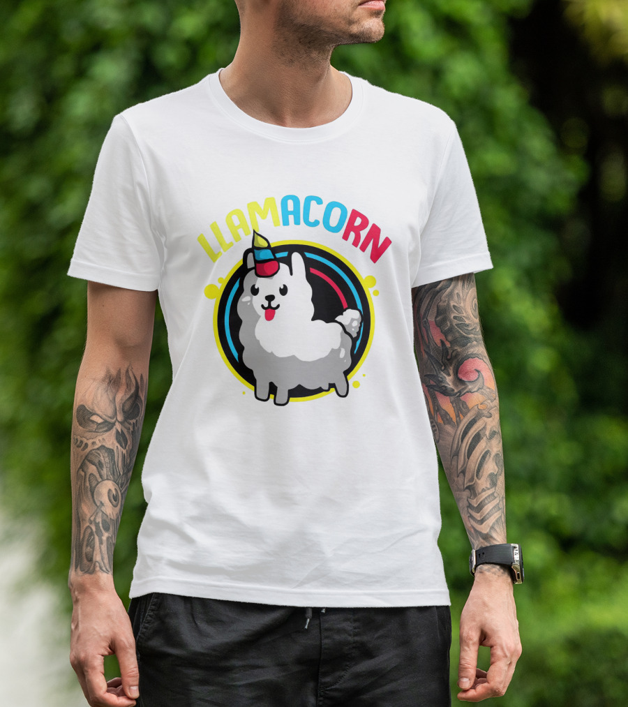 Llamacorn Charming Cute Alpaca With Rainbow Horn T-Shirt