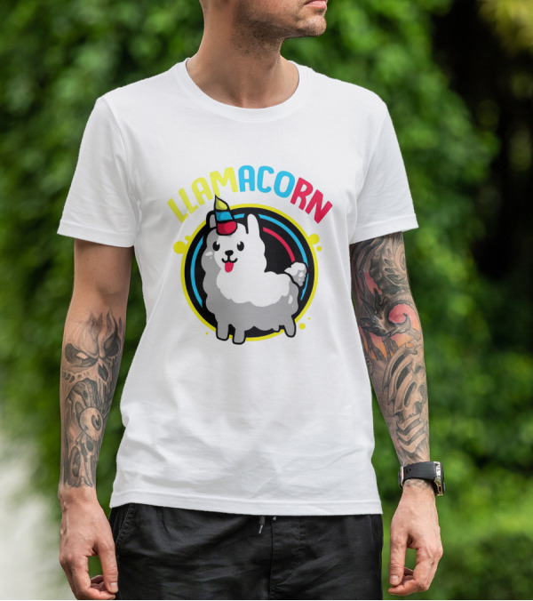 Llamacorn Charming Cute Alpaca With Rainbow Horn T-Shirt
