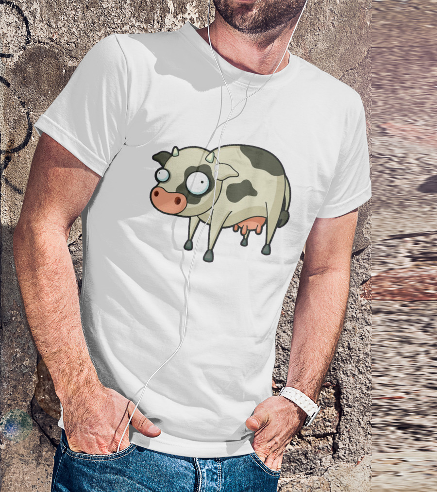 Quirky Cartoon Cow With Wide Eyes T-Shirt