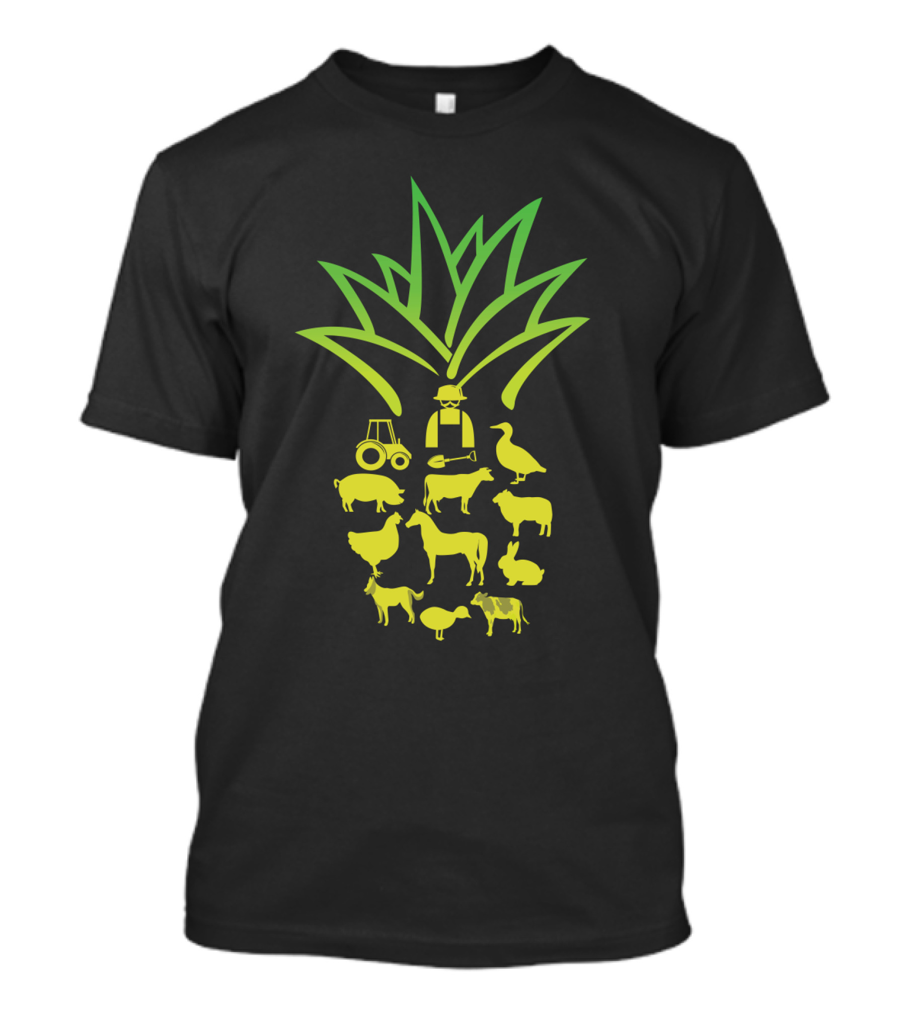 Farmer Pineapple Tractor Animals Agriculture T-Shirt
