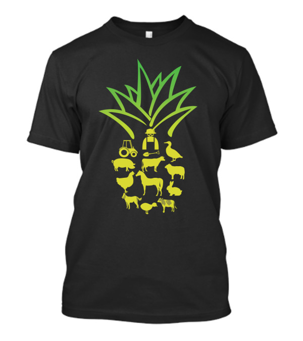 Farmer Pineapple Tractor Animals Agriculture T-Shirt