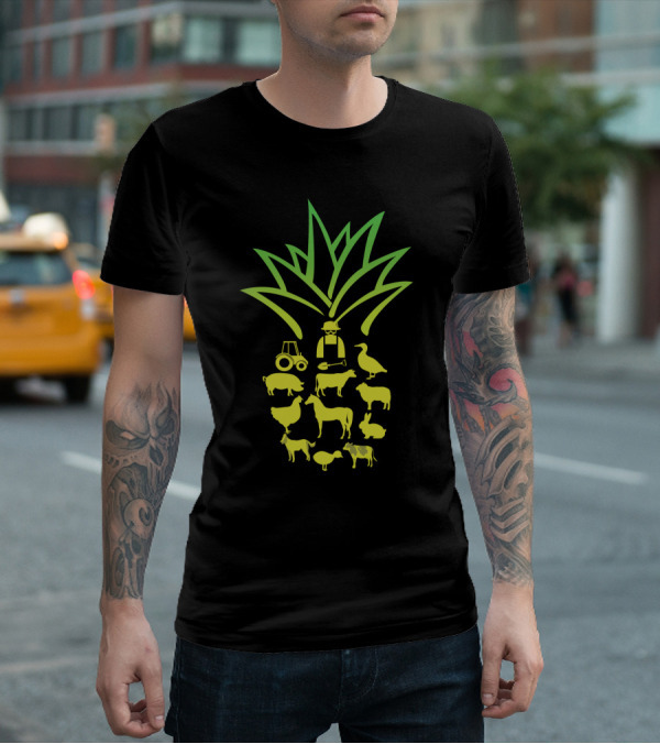 Farmer Pineapple Tractor Animals Agriculture T-Shirt